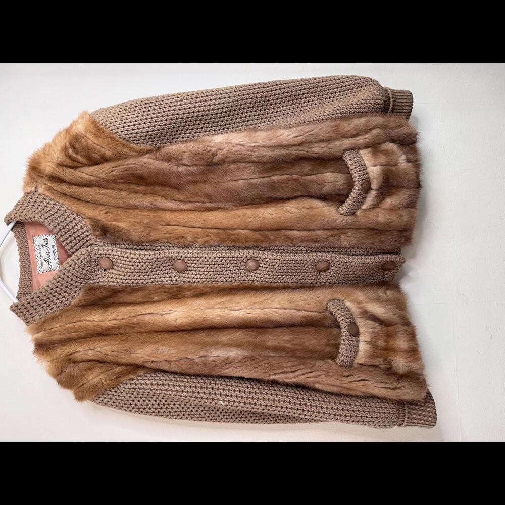 Vintage 80s Mink Fur/Knitted Lined Coat. Famous for fur. Alan Fur Richmond Large